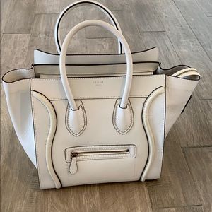 Celine Tote - Rare White Calfkin / Black Stitching